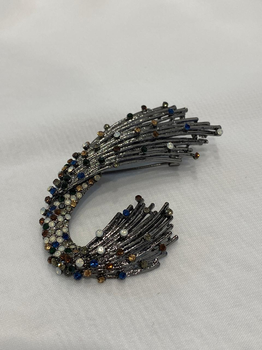 Брошь-кулон "Брызги" с разноцветными кристаллами, оттенок графит