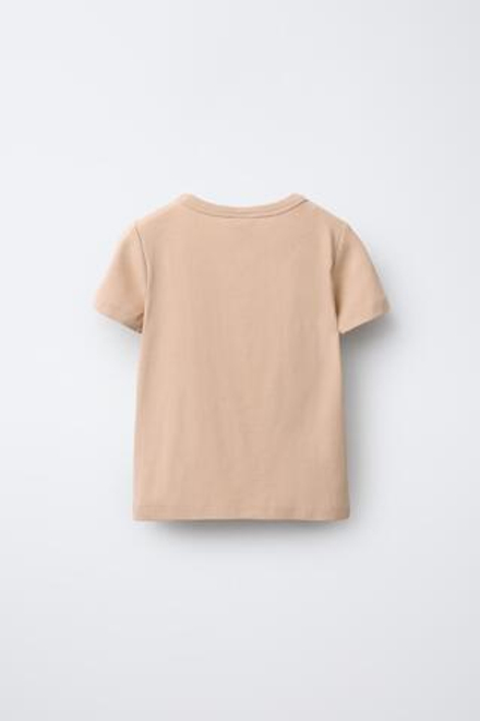 ZARA ФУТБОЛКА С ПРИНТОМ ЖИВОТНЫХ, БЕЖЕВЫЙ
