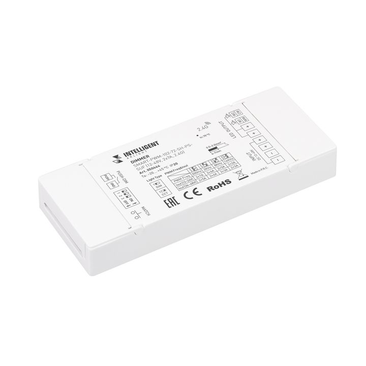 Диммер Arlight INTELLIGENT SMART-PWM-102-72-SH-PS-SUF (12-48V, 2x7A, 2.4G) 050444