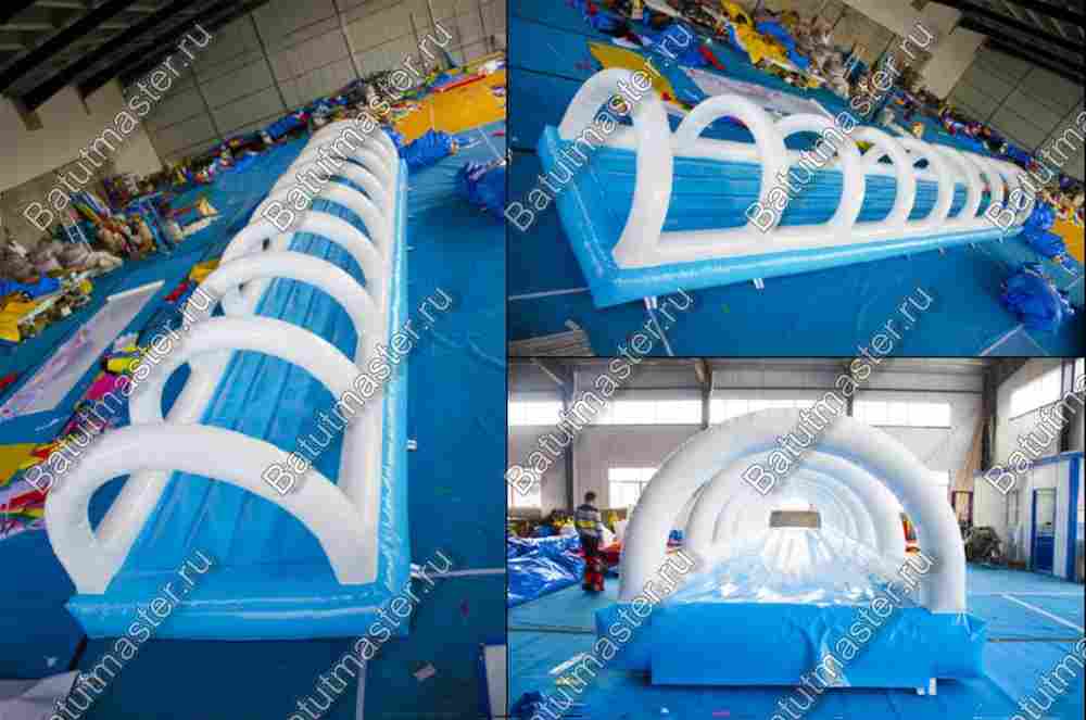 Водная горка с надувным дном, на подкачке ТУРБО "Яркость", 100*3*2,1 м