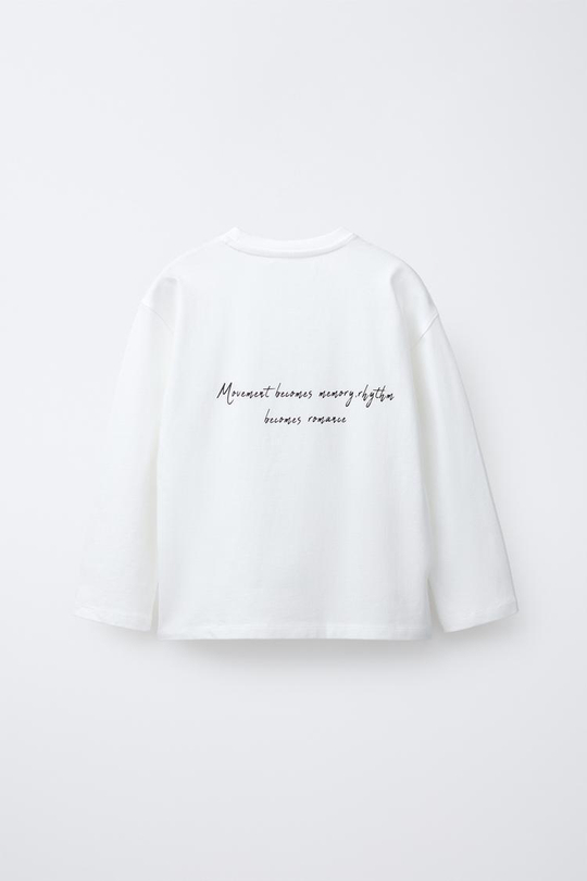 ZARA ЛОНГСЛИВ С ФОТОПРИНТОМ «БАЛЕТ», ЖЕЛТОВАТО-БЕЛЫЙ