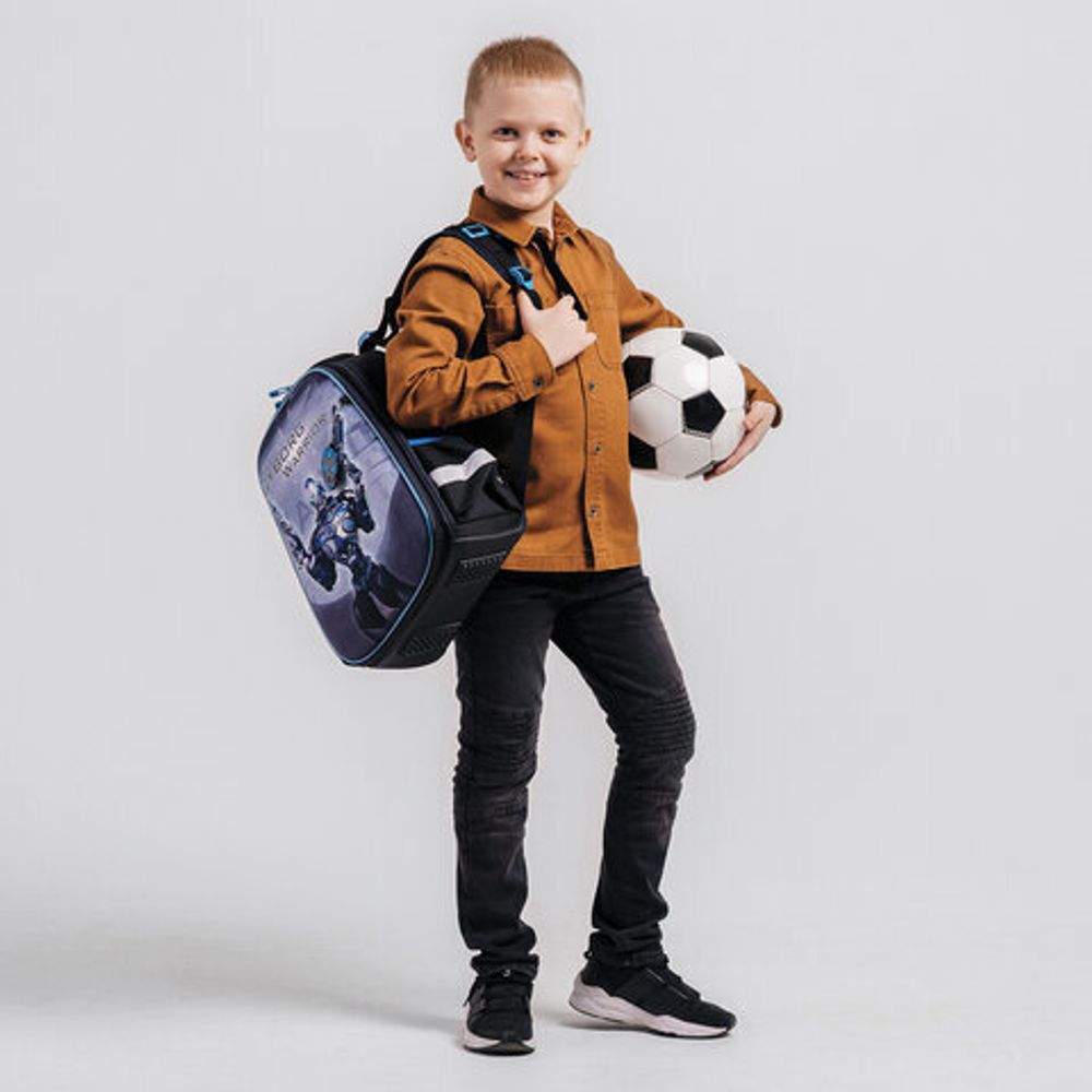 Ранец BRAUBERG PREMIUM, 2 отделения, с брелком, "Cyborg", 3D панель, 38х29х16 см, 229910