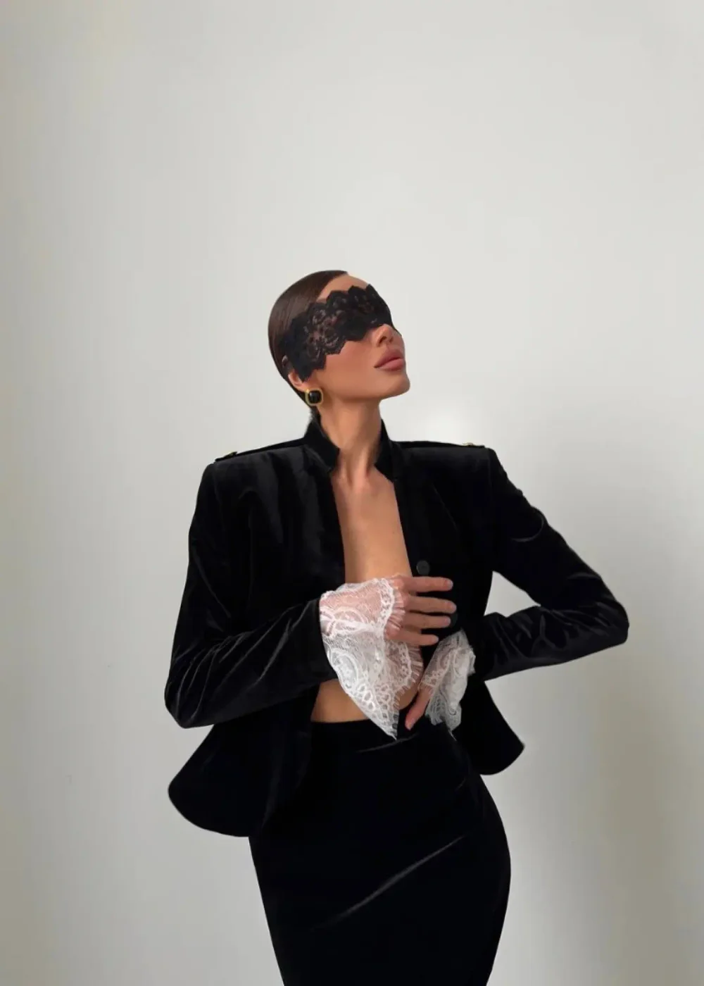 Митенки из французского кружева "Мяу", Белые