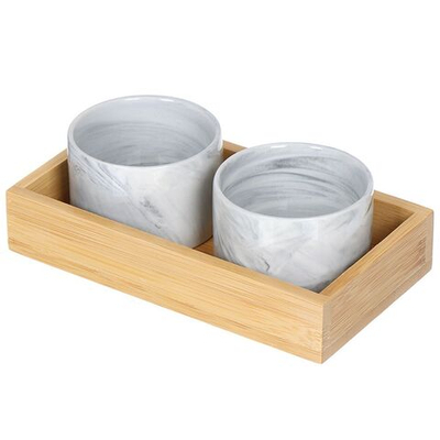 Набор для сервировки керам, 200 мл, 2 шт, бамбуковая подст, Y4-3554