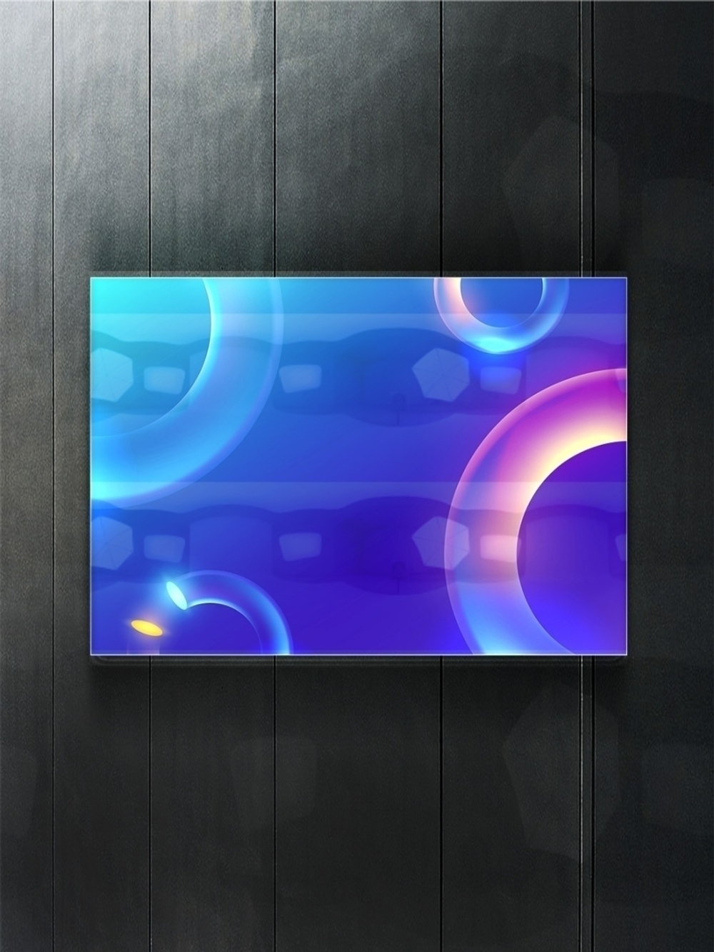 Модульная стеклянная интерьерная картина /Фотокартина на стекле /Неоновые круги,  28x40 см. Декор для дома, подарок