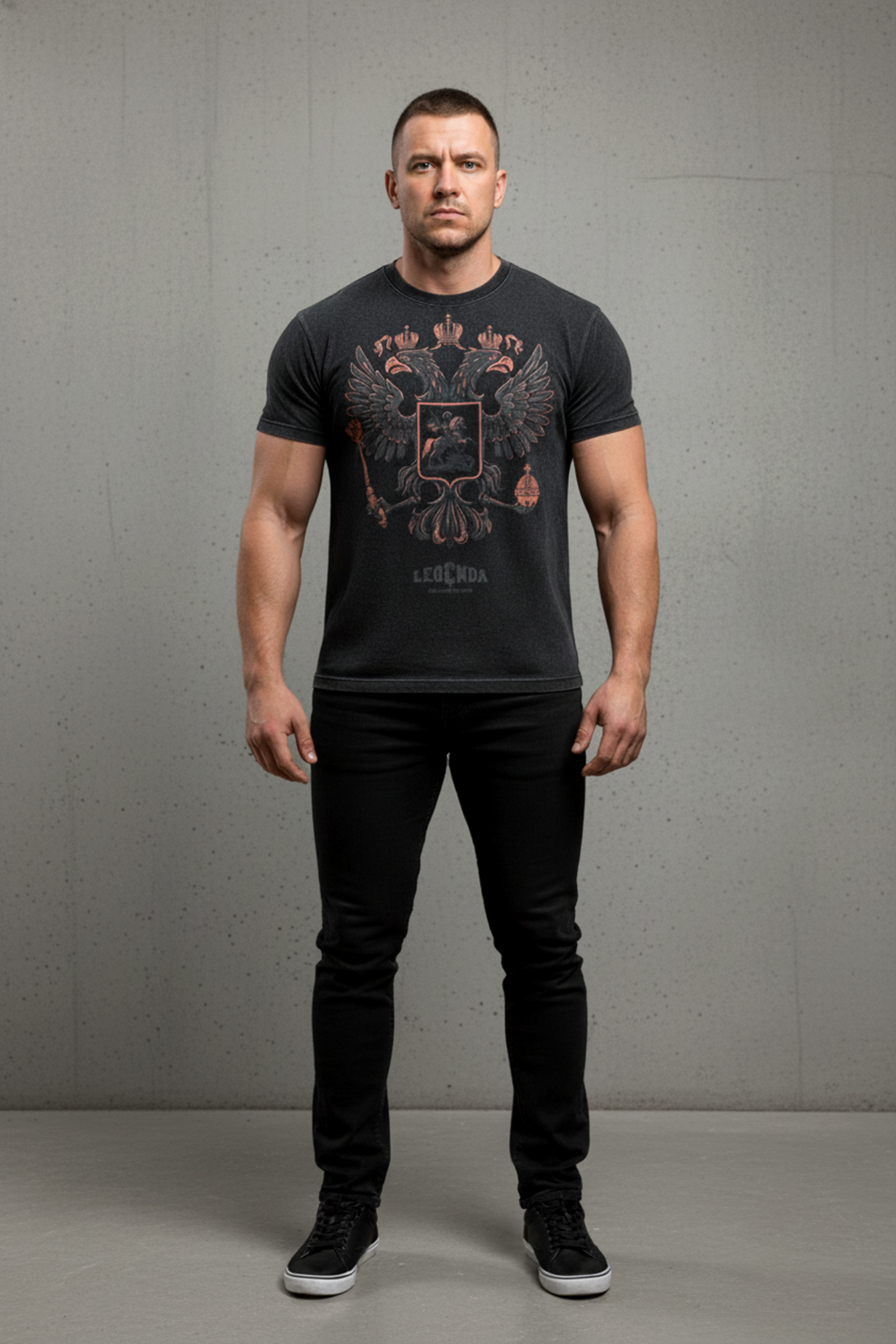 Футболка оверсайз LEGENDA Герб черная