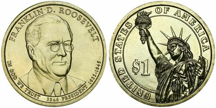 США 1 доллар 2014 Президент 32 - Франклин Рузвельт (1933–1945)