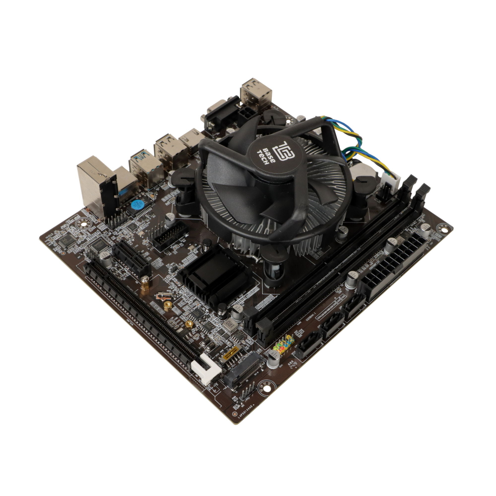 Материнская плата с процессором BaseTech H110M-K, Socket1151, i5-6600, mATX, Retail, Socket1151, Intel UHD Graphics 530, 2xDDR4, PCIe3.0, 1xM.2, GLAN, 6xUSB2, 4xUSB3, VGA, HDMI, кулер CPU (BT-H110M-K-6600)