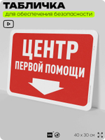 Табличка для обеспечения безопасности "Центр первой помощи", для офиса, по охране труда для предприятия, организаций, 40х30 см, Silver Plane x Айдентика Технолоджи