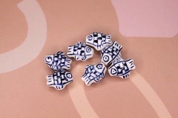 Бусина керамика 15х12 мм гжель