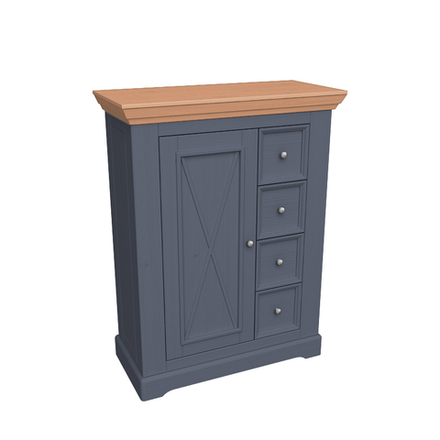 Комод «Форест» 1 дверь 4 ящика серый 7012/бейц-масло