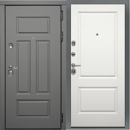 Входная дверь с шумоизоляцией STR МХ-29 Ясень графит / Д7 Софт белый (белый матовый, без текстуры)