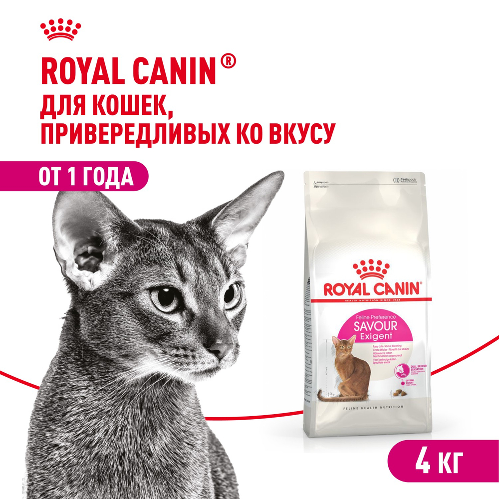 Royal Canin Savour Exigent Сэйвор Экзиджент Корм сухой для взрослых кошек привередливых ко вкусу 4кг
