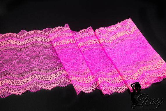 03-230 Кружево эластичное 22 см, ярко-розовый/коралл