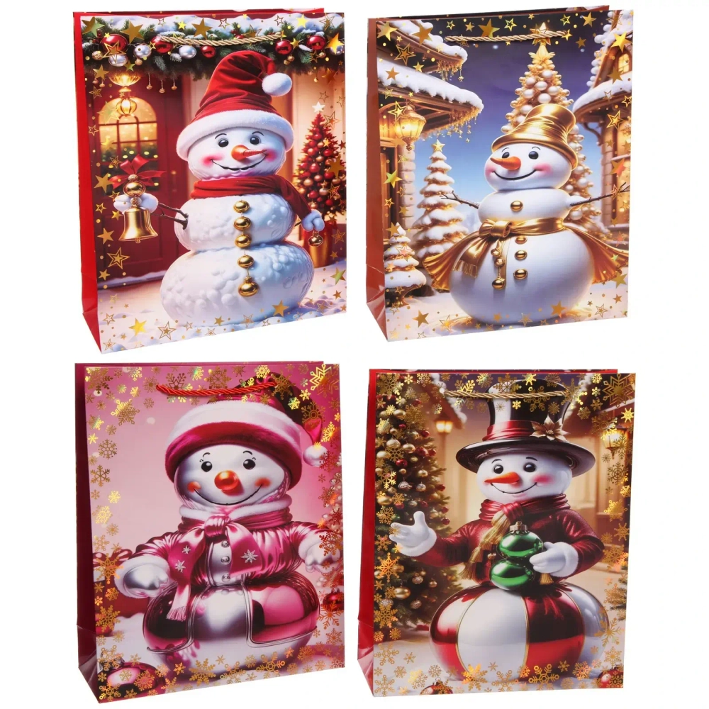 Пакет подарочный «Волшебный снеговик» 26*32*10 см, микс