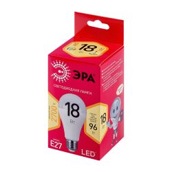 Лампа светодиодная ЭРА RED LINE LED A65-18W-827-E27 R 18Вт груша теплый белый свет Е27 | Лампы cветодиодные Груша (A)