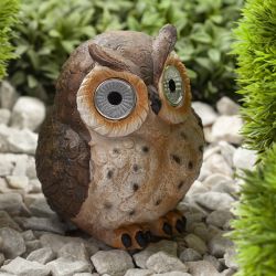 ERAFYS01-12 ЭРА Садовый светильник Сова коричневая на солнечной батарее, полистоун, 13 см