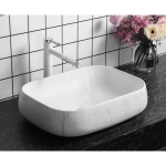 Раковина CR0086 MMW1 накладная, мрамор матовый белый, прямоугольная 565х400х145 Ceruttispa