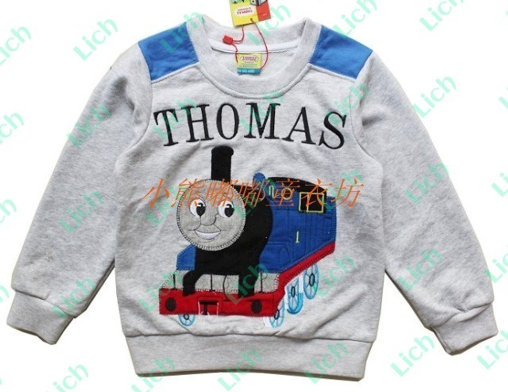 Толстовка детская с аппликацией паровозика Томаса