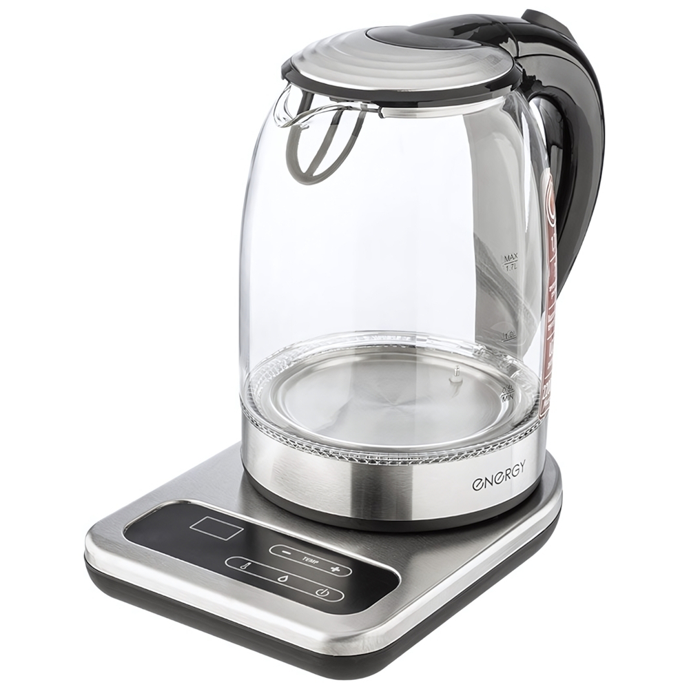 Чайник электрический 1,7л ENERGY E-220E, стекло, LCD дисплей на подставке