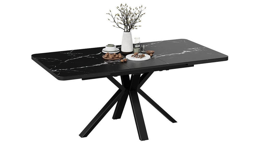 Стол кухонный обеденный раздвижной Черный муар Хэмптон 134(173)х90х75 см