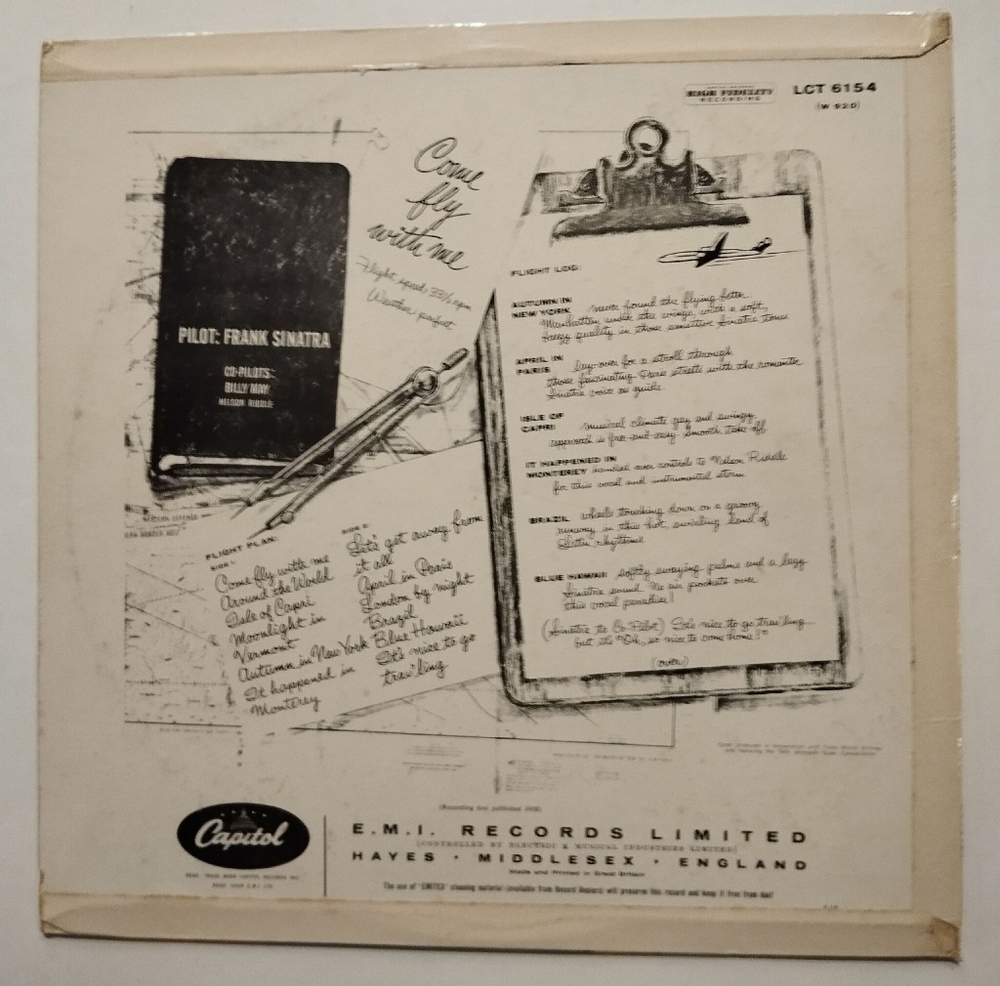 Винтажная виниловая пластинка LP Frank Sinatra Come Fly With Me (UK 1959)