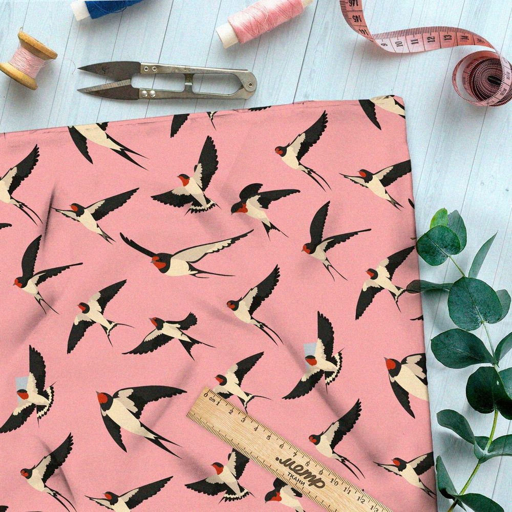 Ткань премиум дюспо ласточки в полете