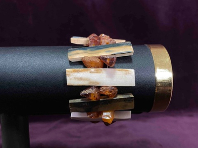 Браслет, бивень мамонта, янтарь