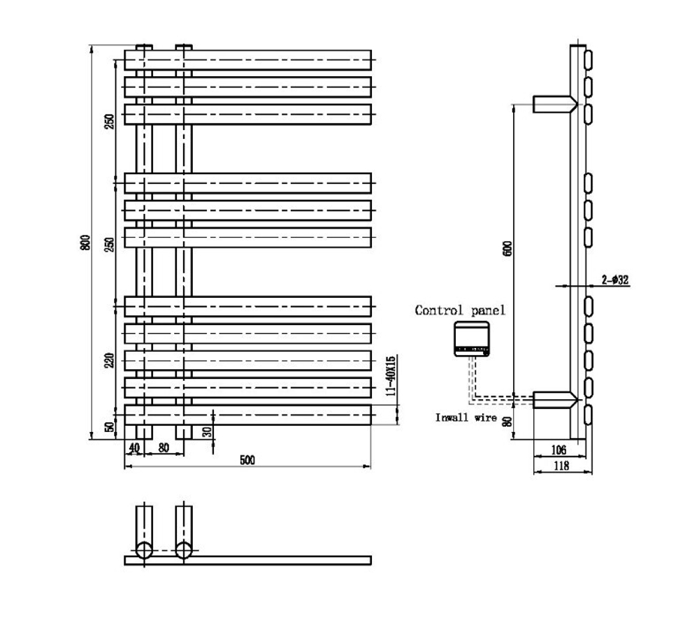 Полотенцесушитель электрический Boheme VENTURO 723-BRB, BRUSHED BRONZE