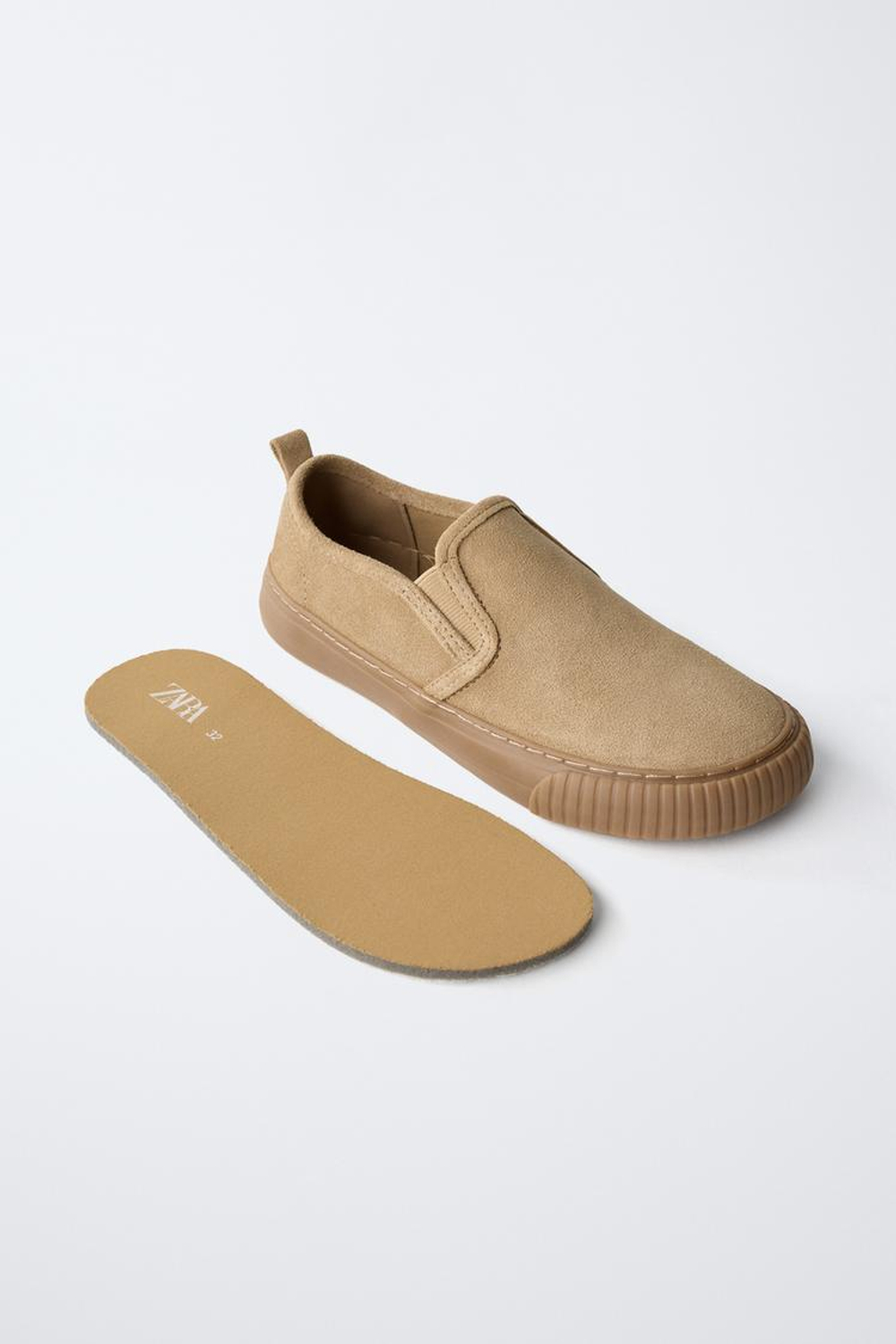 ZARA КОЖАНЫЕ КРОССОВКИ BAMBA BAREFOOT, КОРИЧНЕВЫЙ