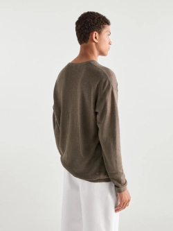 Massimo Dutti Льняной свитер с круглым вырезом, норка