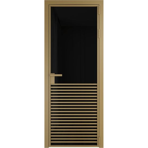 Алюминиевая дверь 16AG золото стекло чёрный триплекс