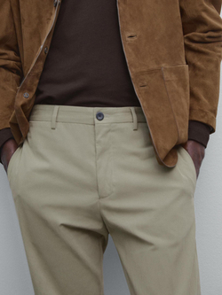 Massimo Dutti Зауженные брюки из хлопковой смеси, зеленый