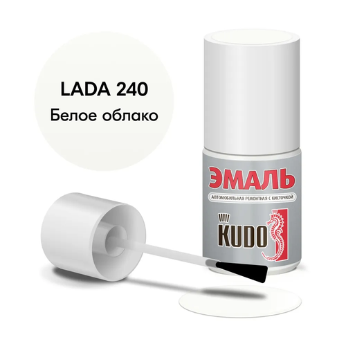 KUDO Эмаль автомобильная ремонтная с кисточкой "Белое облако 240" KU-70240-BB (15мл)