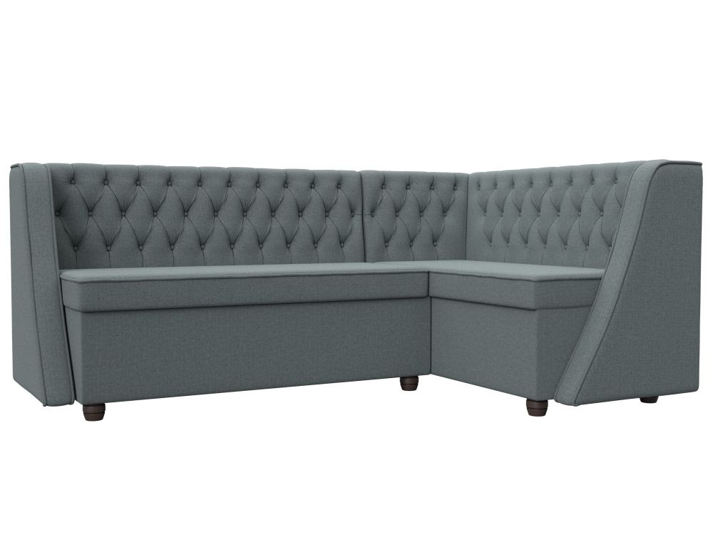 Диван кухонный угловой Лофт правый угол, Амур 07 серый, Рогожка, 125893