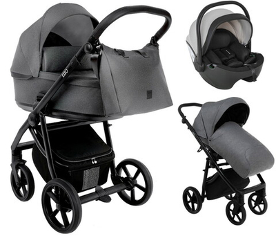 Детская коляска Roan Esso 3 в 1 с автокреслом Pituso Baesa Pro Black,Beige Canopy ESS114/1 Grey/Black