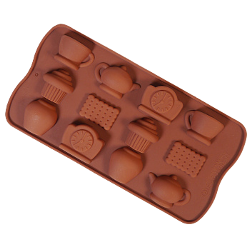 Форма силиконовая для шоколада &quot;Чаепитие&quot; 20*10 см, 12 ячеек Caramella