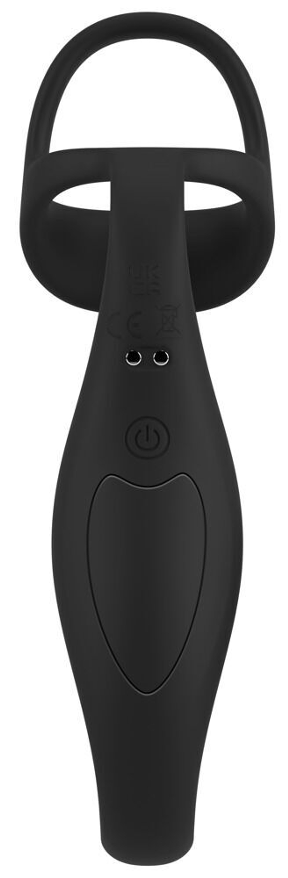 Черное эрекционное кольцо со стимуляцией промежности и анальной пробкой Cock Ring with RC Prostate Plug (Цвет: черный)