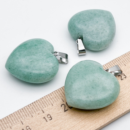 Подвеска Сердце, авантюрин мятный, размер 25*24 мм, цена за 1 шт
