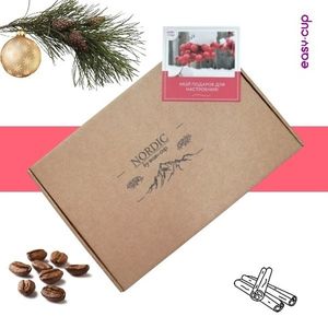 Подарочная коробка для новогднего набора с кофе и корицей | Easy-Cup