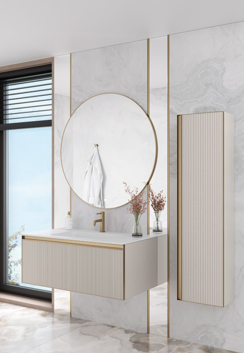 Armadi Art Комплект QUATRO 100 тумба рифл+раковина моноблок WHITE