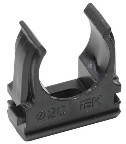 Держатель для труб (клипса) CF20 с защелкой черн. IEK CTA10D-CF20-K02-100
