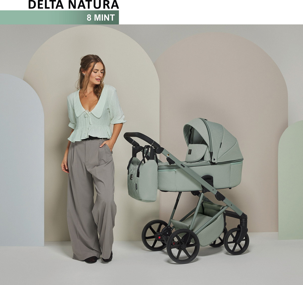 Детская коляска Adamex Delta Natura 3 в 1 DN-8-MINT (МЯТА)