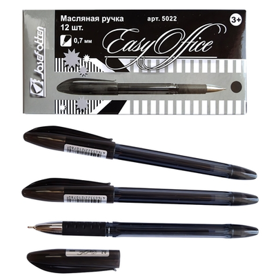 Ручка масляная 0.7мм. черная, резиновый грип 5022 (EasyOffice)
