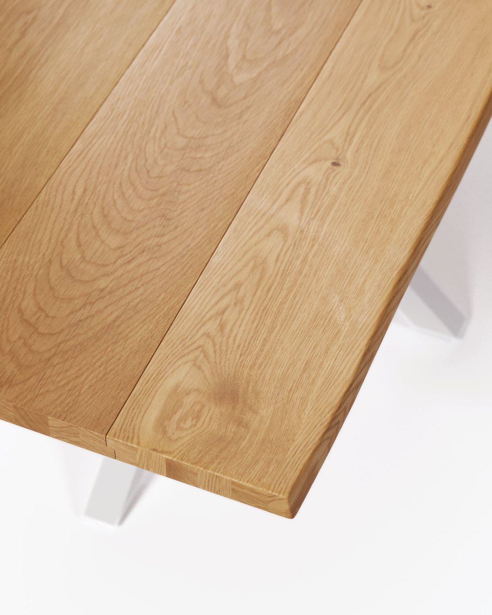 Argo Стол с дубовым шпоном натурального цвета и стальными ножками с белой отделкой 160 x 90 см