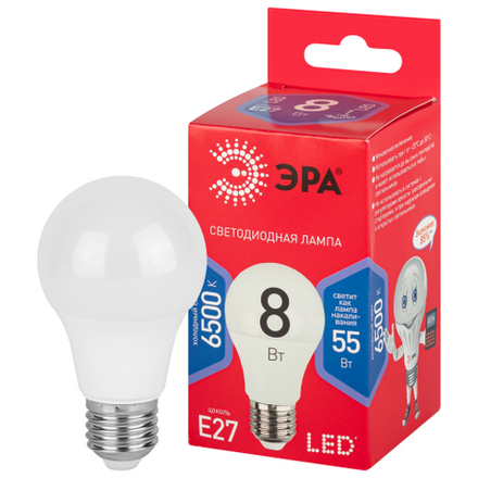 Лампочка светодиодная ЭРА RED LINE LED A60-8W-865-E27 R Е27 / E27 8 Вт груша холодный дневной свет