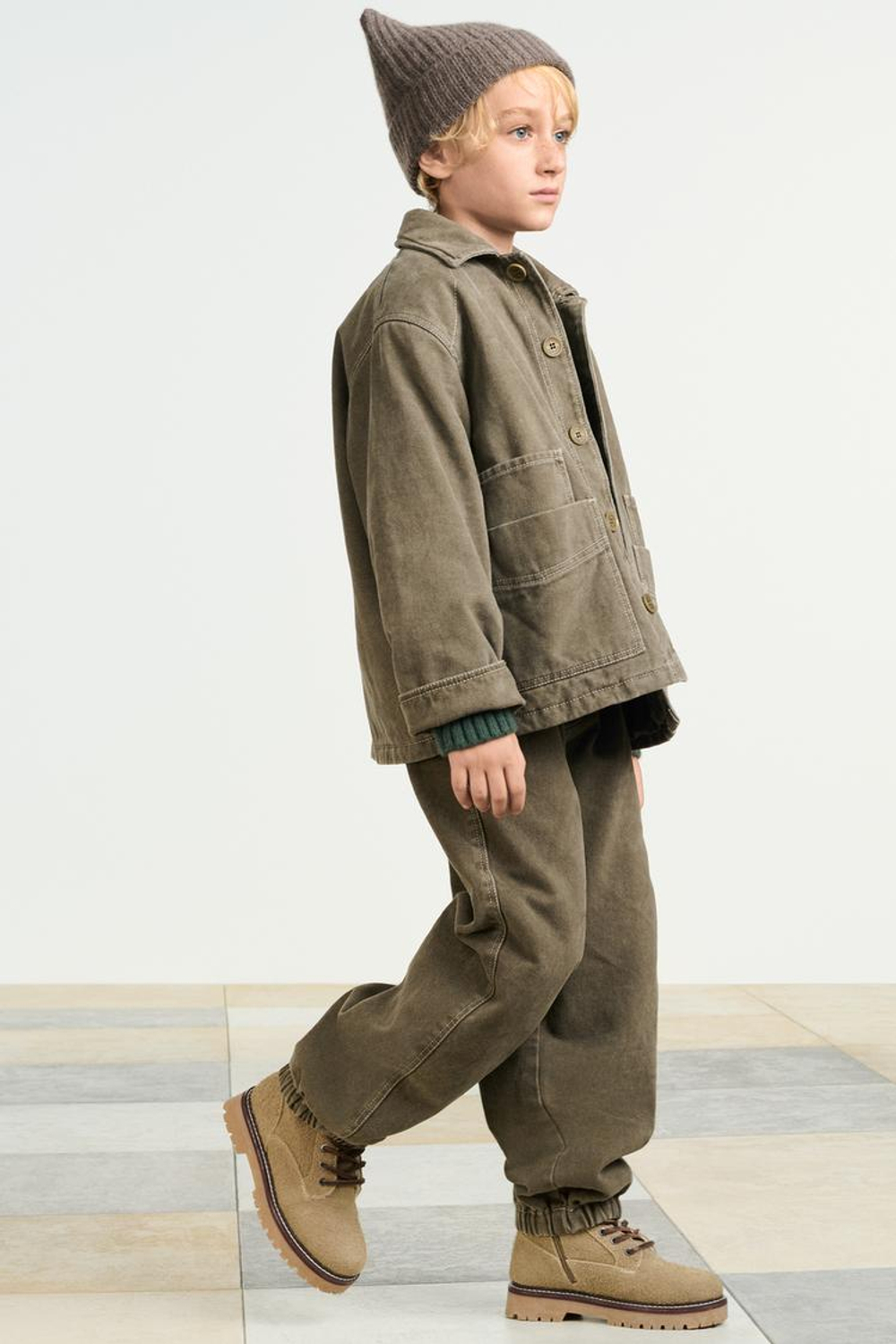 ZARA КУРТКА С ВОРОТНИКОМ-СТОЙКОЙ, СЕРО-КОРИЧНЕВЫЙ