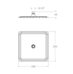 Лейка тропического душа квадратная нерж. сталь RK250CUC медный