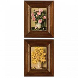 Картины "Букеты с пионами и мимозой"