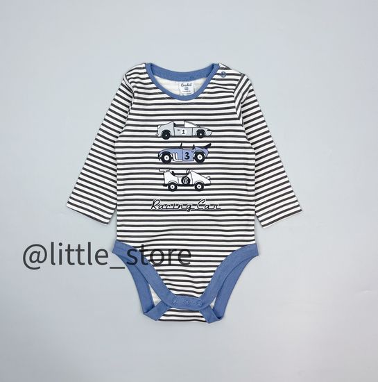 Боди хлопковое "Быстрые машинки" полоска